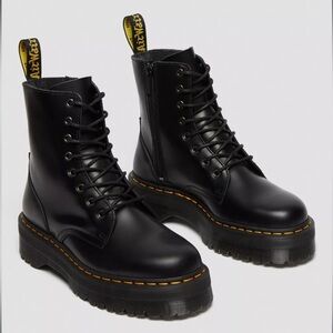 Dr. Martens Black Jaden Combat Boots with Yellow Stitching